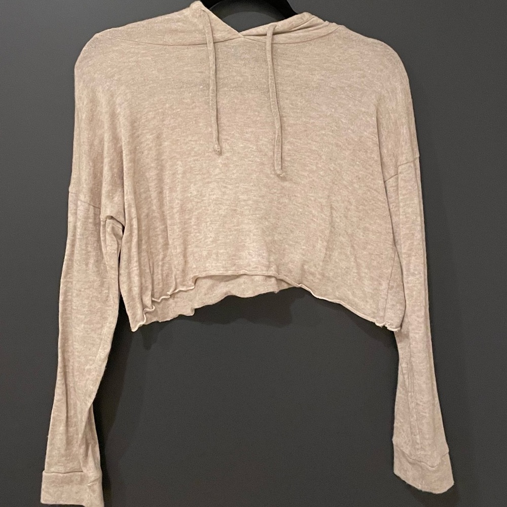 Sheer crop top hoodie.